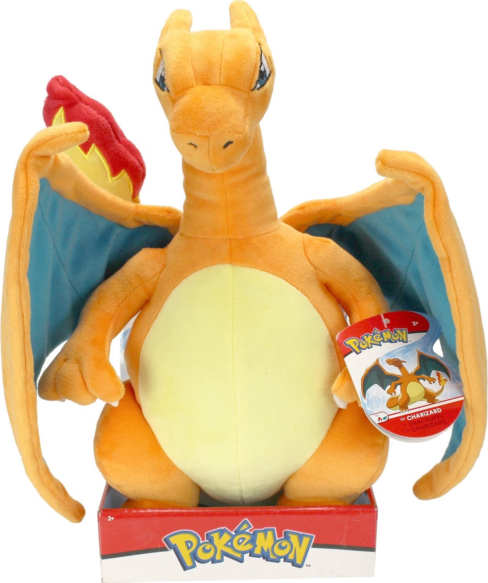 Charizard – Pokémon Pluche Knuffel 32 cm {Pokemon Plush Toy | Speelgoed Knuffeldier Knuffelpop voor kinderen jongens meisjes | Charizard, Bulbasaur, Charmander, Squirtle, Pikachu, Eevee}